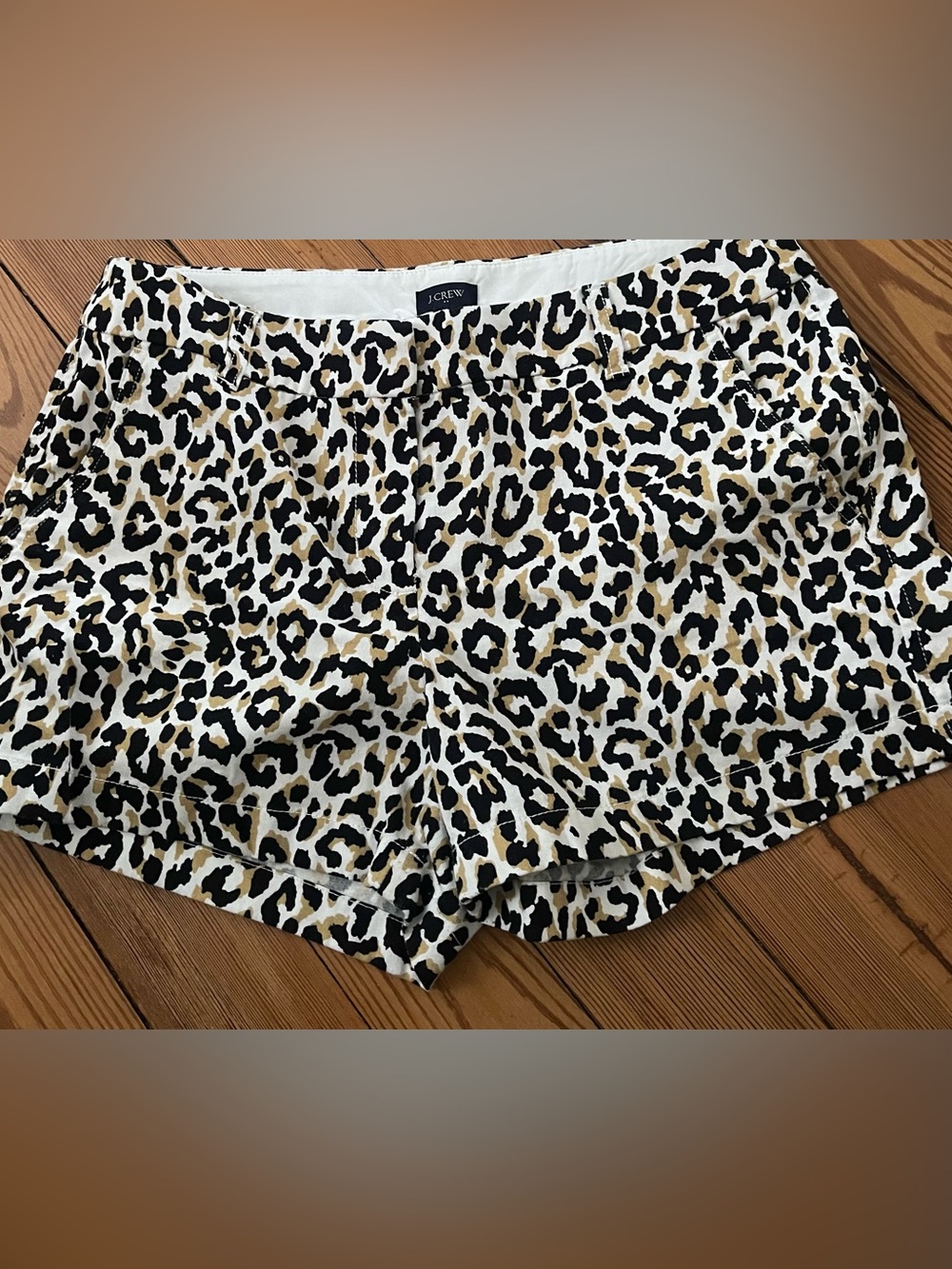 J. Crew Leopard Print Cotton Bermuda Shorts - Black & Tan